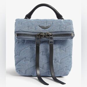 NWOT Zadig & Voltaire Romy quilted denim mini backpack